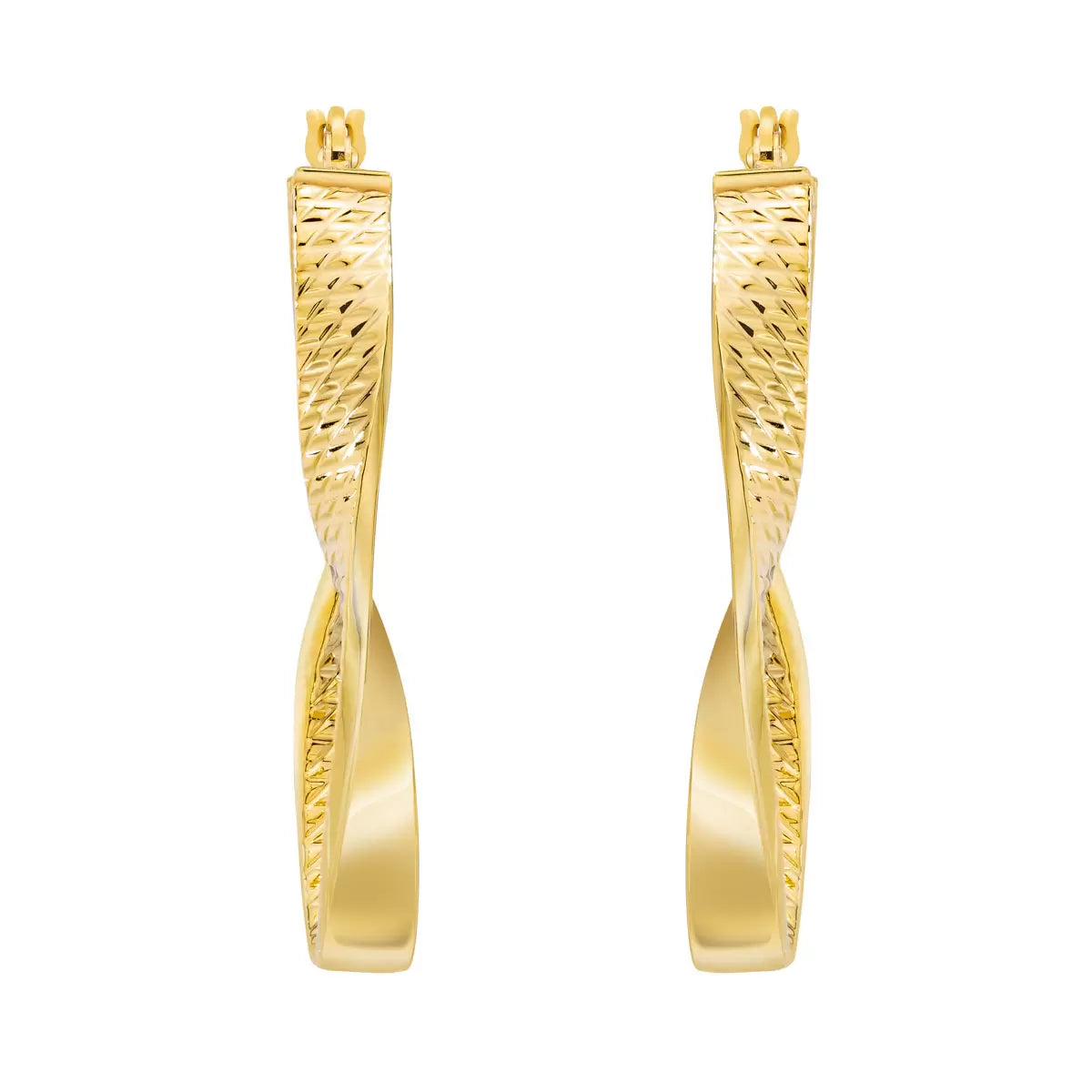 14ct Gold Yellow Gold Twisted Oval Hoop Earrings