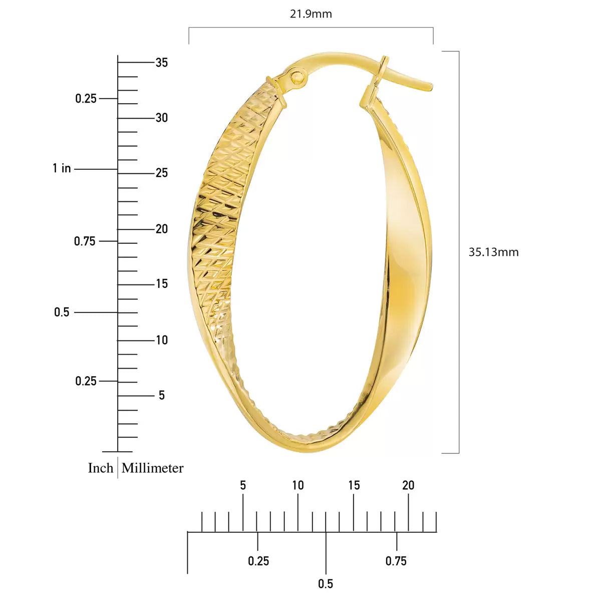 14ct Gold Yellow Gold Twisted Oval Hoop Earrings