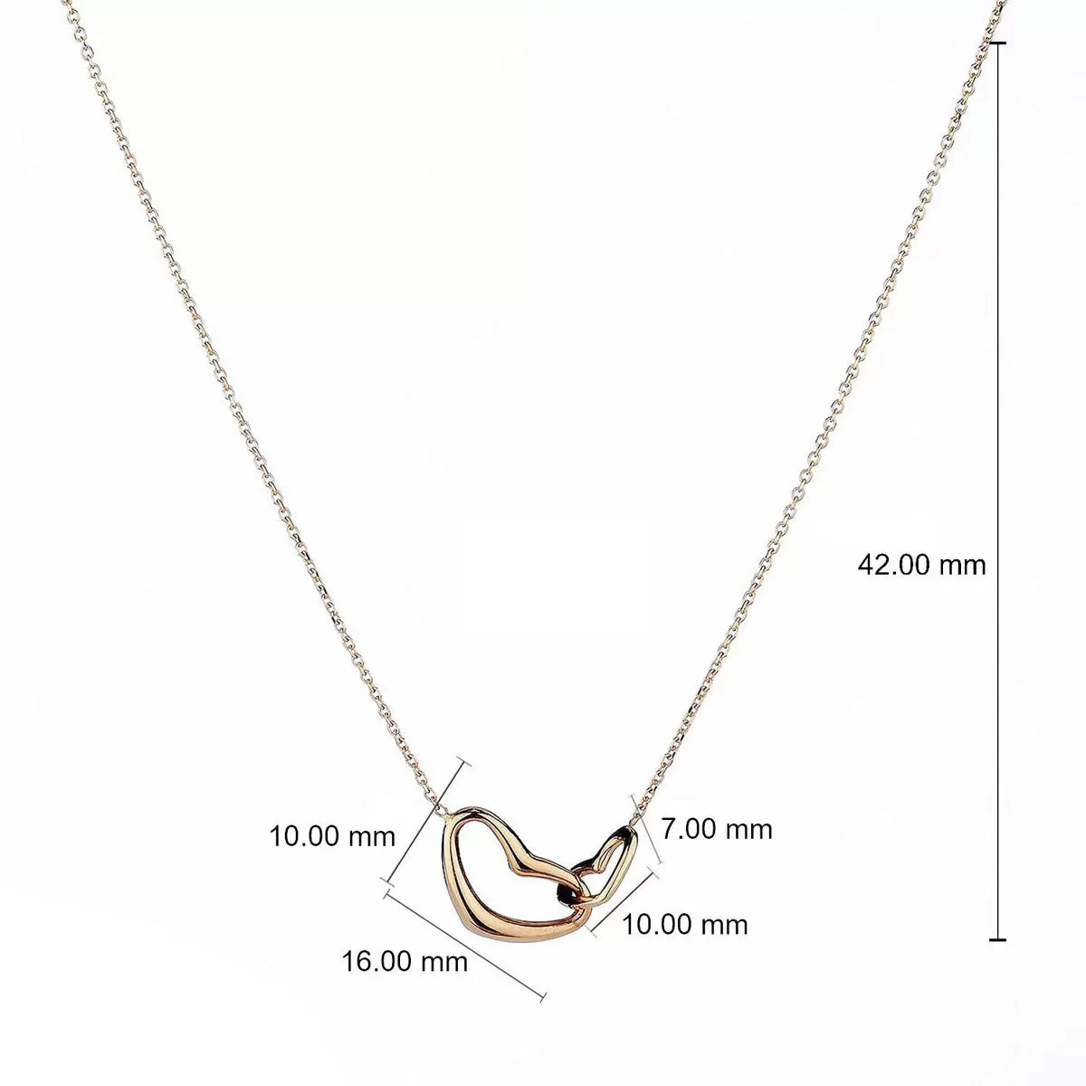 14ct Yellow Gold Interlocking Heart Necklace