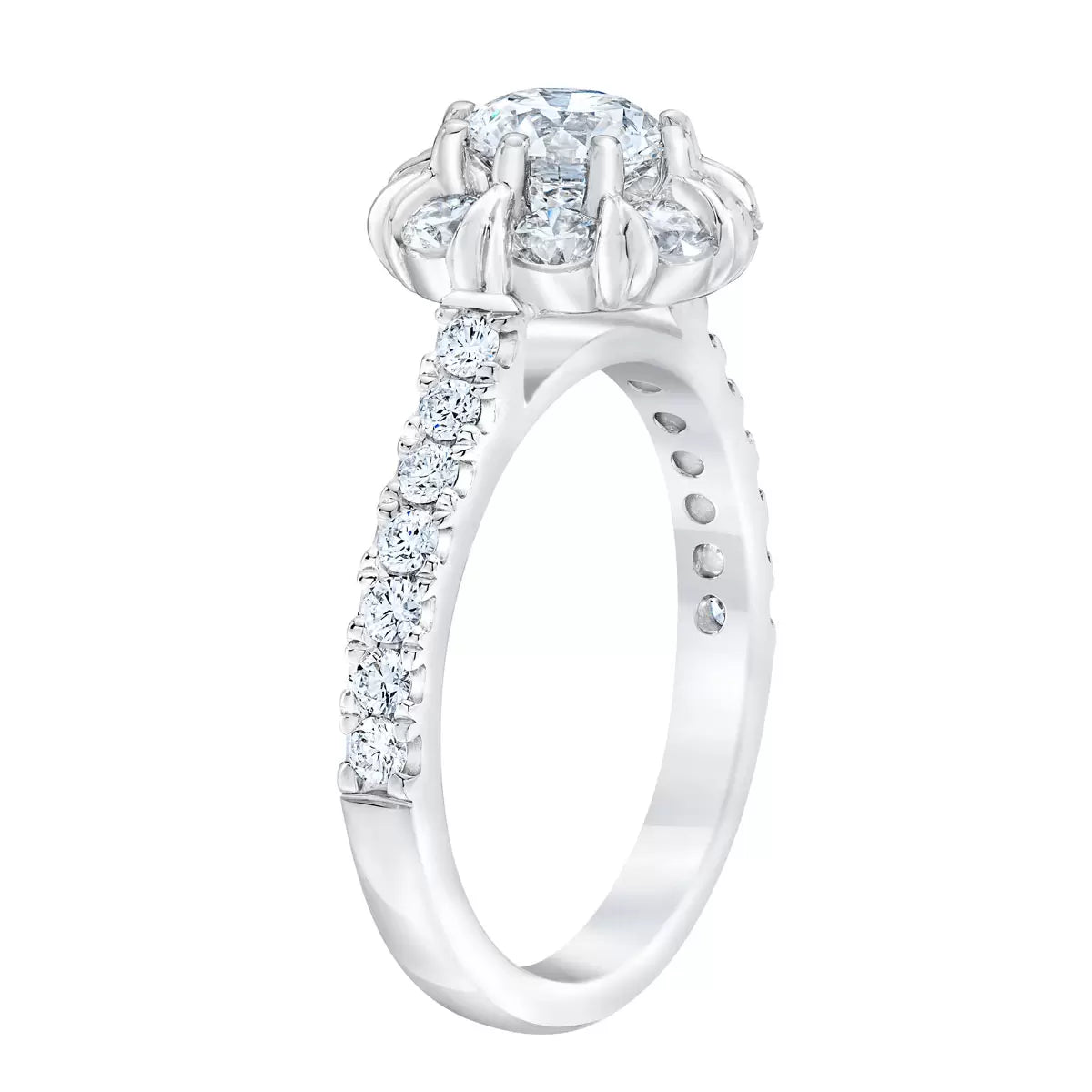 2.00ctw Round Brilliant Cut Diamond Halo Ring, 14ct White Gold