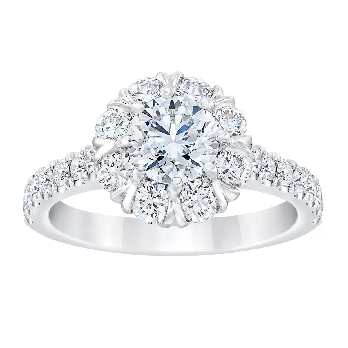 2.00ctw Round Brilliant Cut Diamond Halo Ring, 14ct White Gold