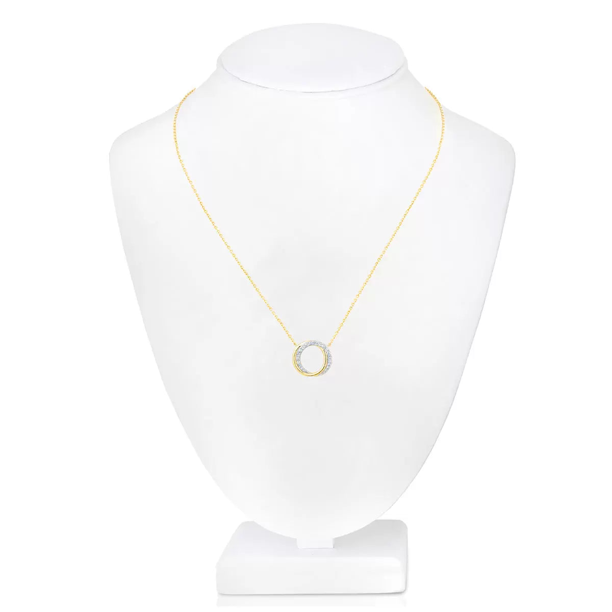 0.30ctw Round Brilliant Cut Diamond Circle Pendant, 14ct Yellow Gold
