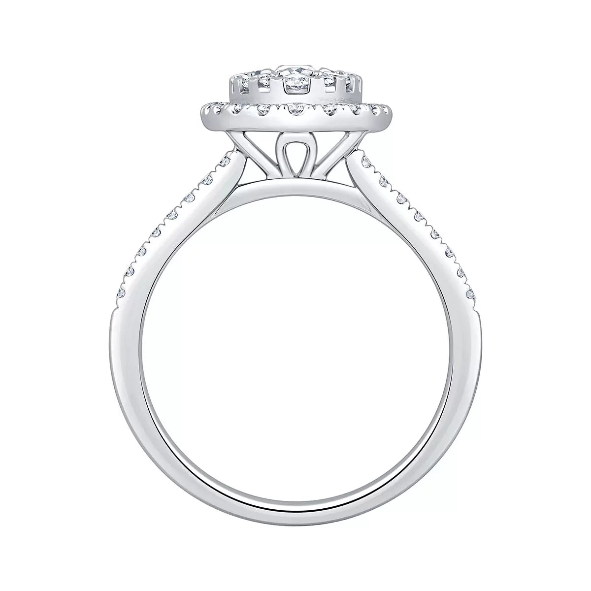 1.00ctw Round Brilliant Cut Cluster Diamond Ring, 14ct White Gold