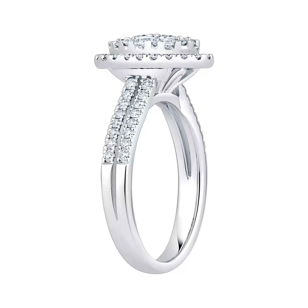1.00ctw Round Brilliant Cut Cluster Diamond Ring, 14ct White Gold