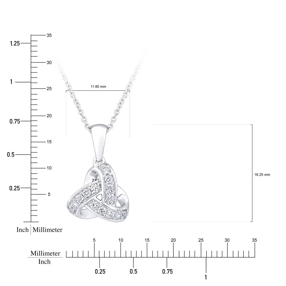 0.20ctw Round Brilliant Cut Diamond Knot Pendant, 18ct White Gold