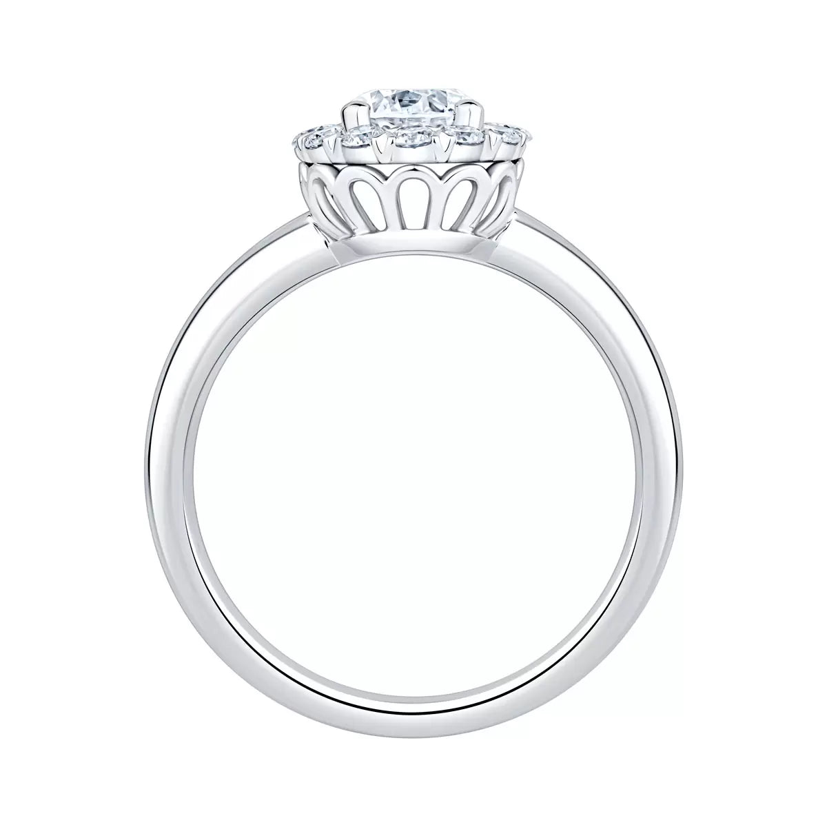 1.00ctw Round Brilliant Cut Diamond Halo Ring, Platinum