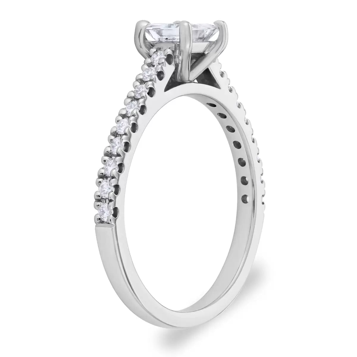 0.74ctw Princess & Round Brilliant Cut Diamond Ring, Platinum
