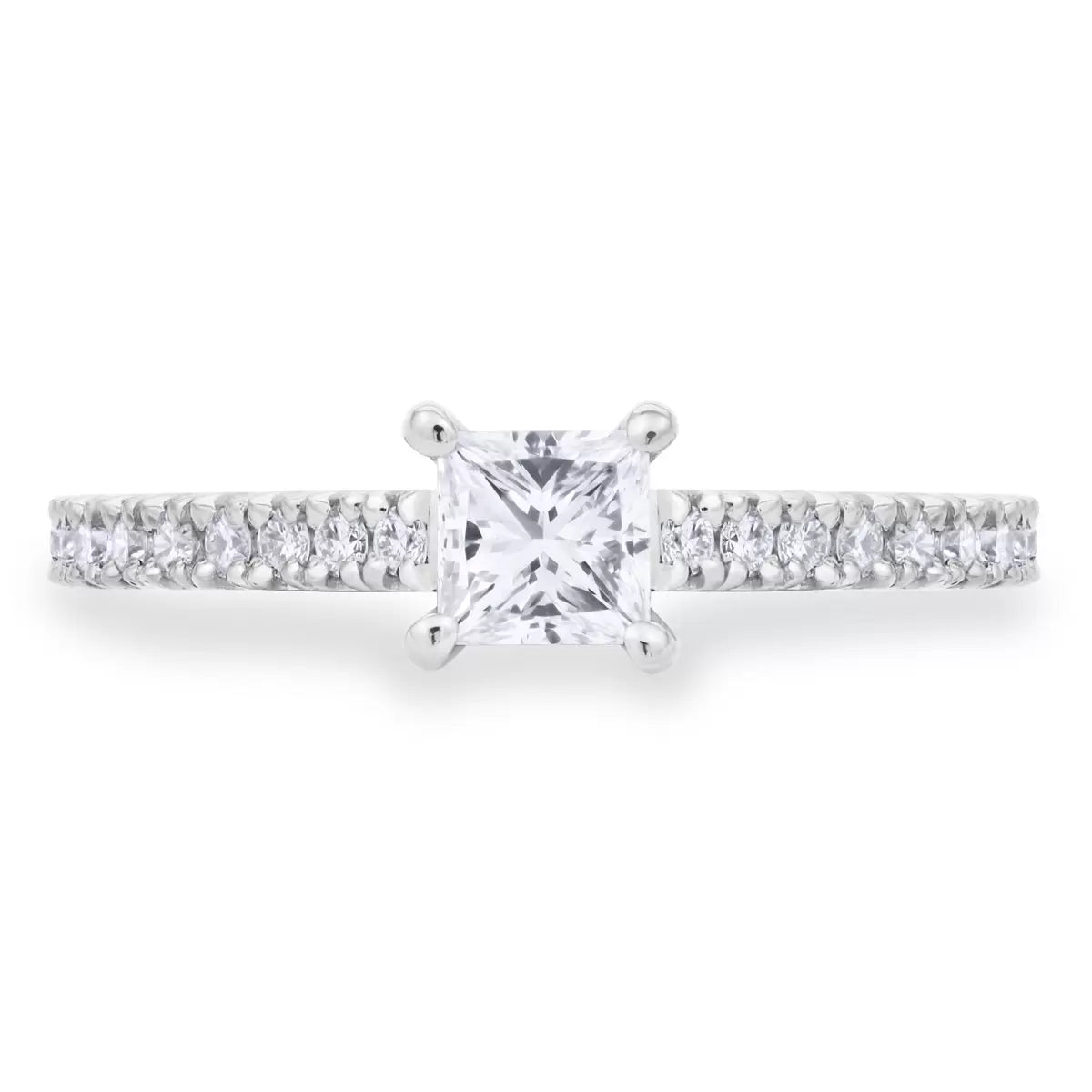 0.74ctw Princess & Round Brilliant Cut Diamond Ring, Platinum