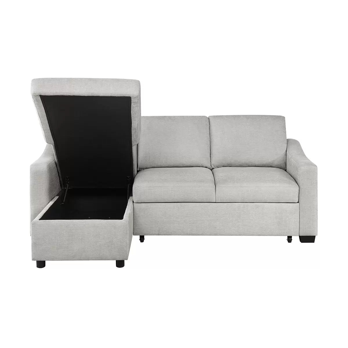Coddle Aria Beige Fabric Convertible Sofa Bed with Chaise