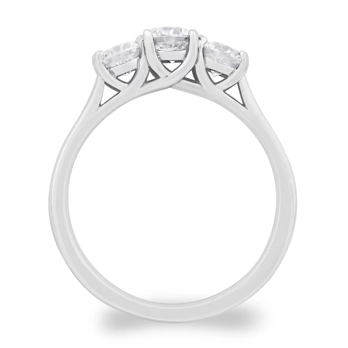 1.00ctw Round Brilliant Cut Diamond 3 Stone Ring, 18ct White Gold