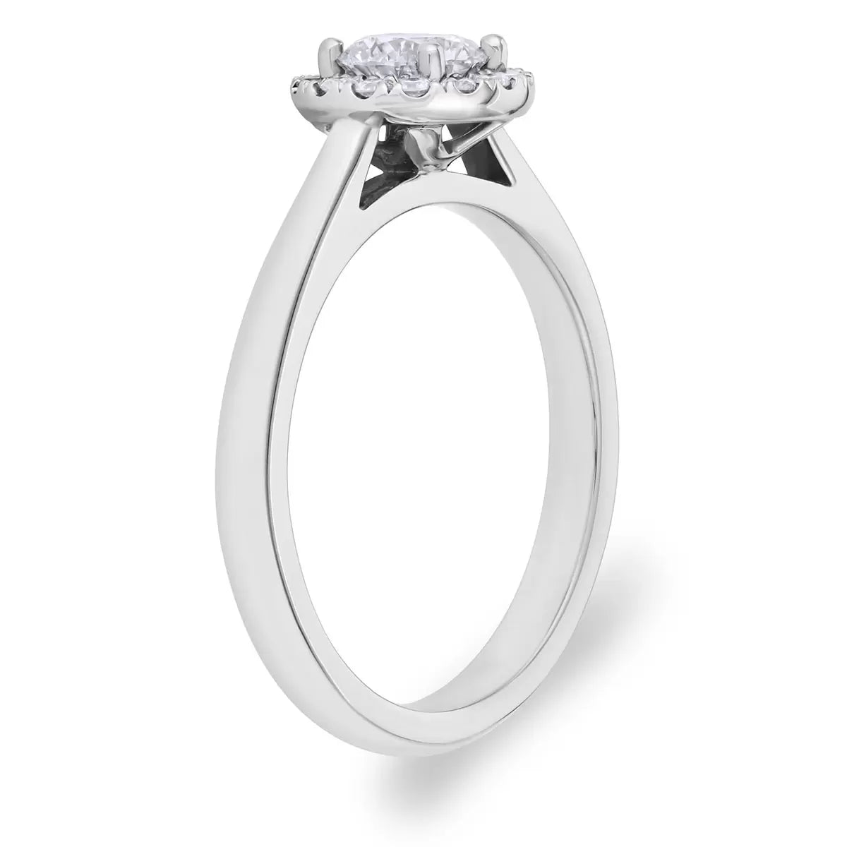 0.64ctw Round Brilliant Cut Diamond Halo Ring, Platinum
