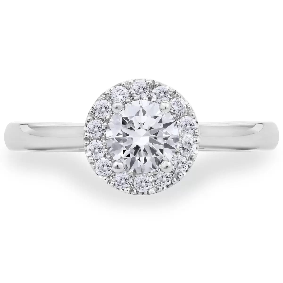 0.64ctw Round Brilliant Cut Diamond Halo Ring, Platinum