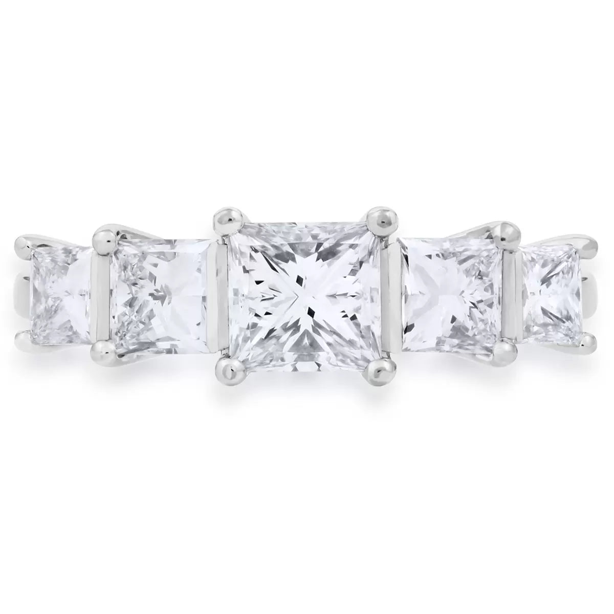 2.00ctw Princess Cut Diamond 5 Stone Ring, 18ct White Gold