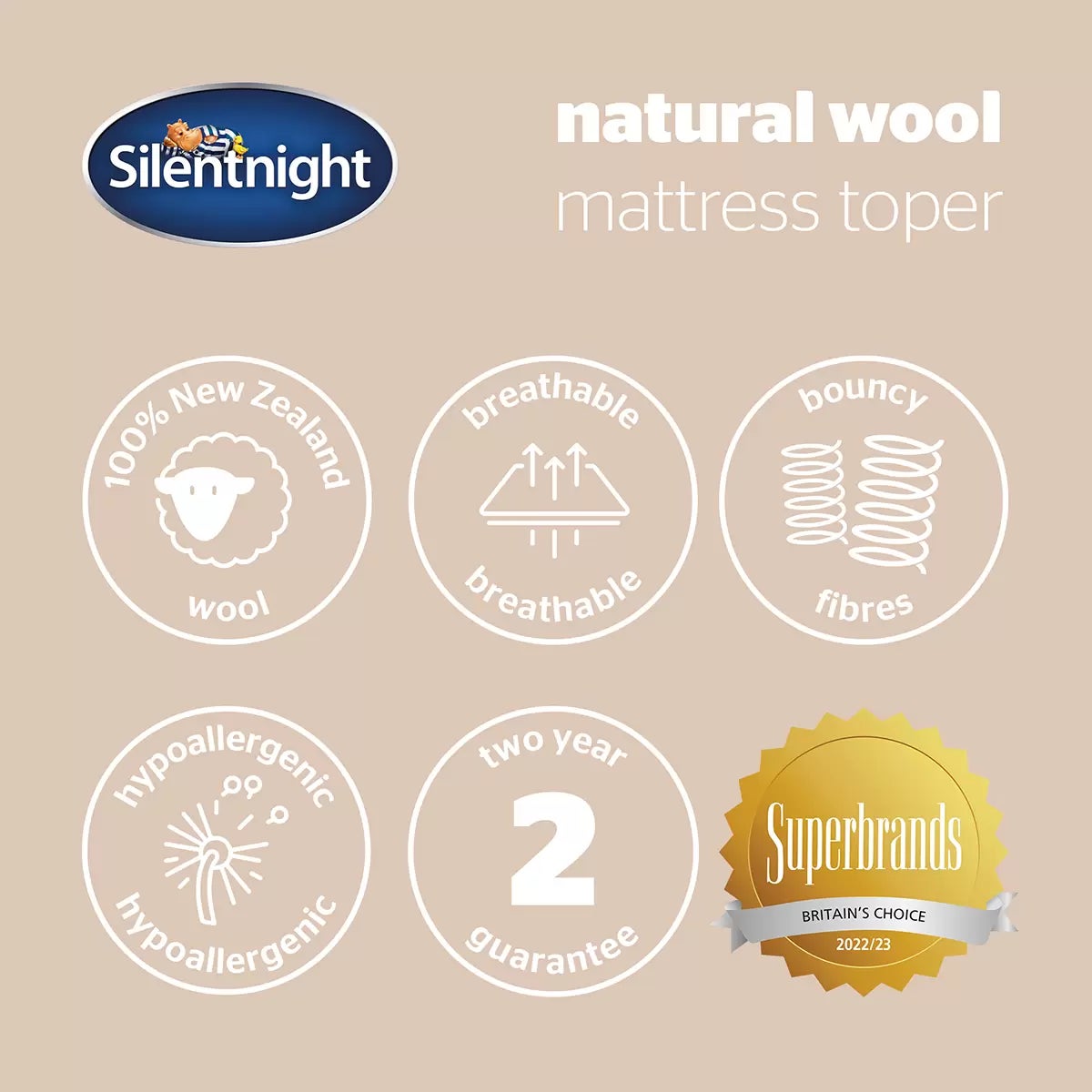 Silentnight Natural Wool Mattress Topper in 3 sizes, view 8