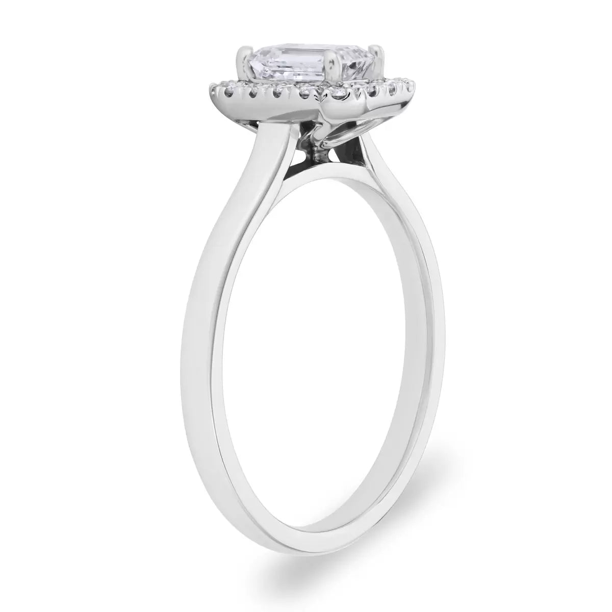 0.76ctw Emerald & Round Brilliant Cut Diamond Ring, Platinum