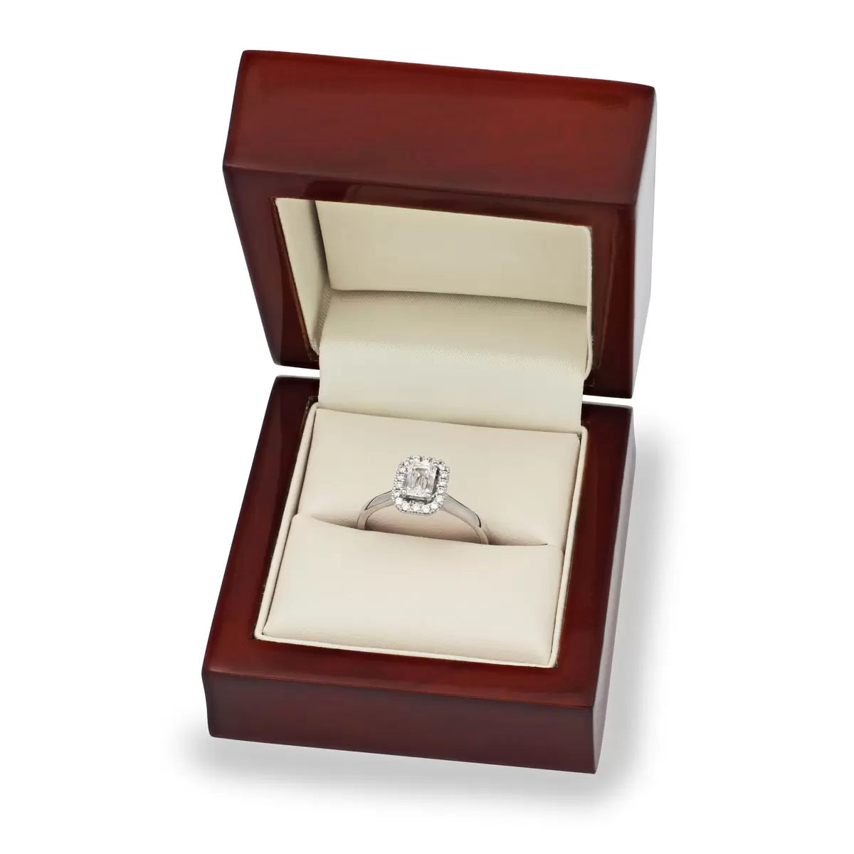 0.76ctw Emerald & Round Brilliant Cut Diamond Ring, Platinum
