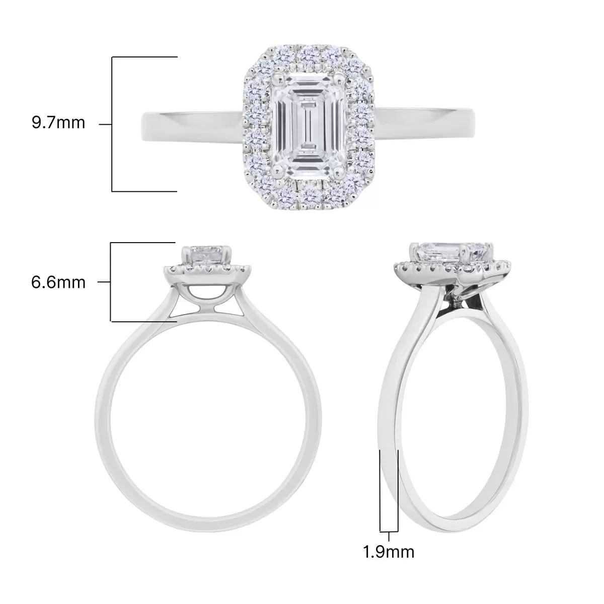 0.76ctw Emerald & Round Brilliant Cut Diamond Ring, Platinum