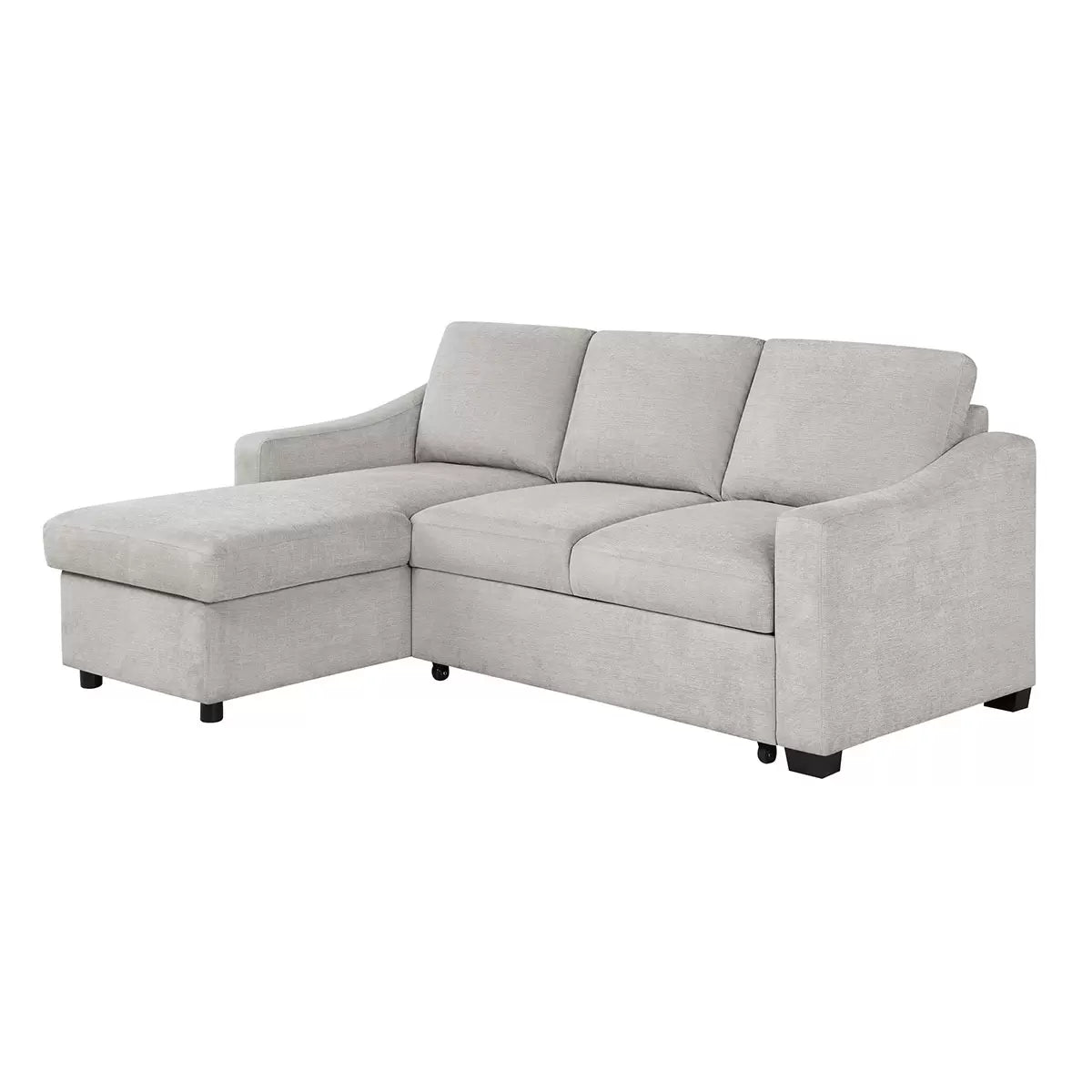 Coddle Aria Beige Fabric Convertible Sofa Bed with Chaise