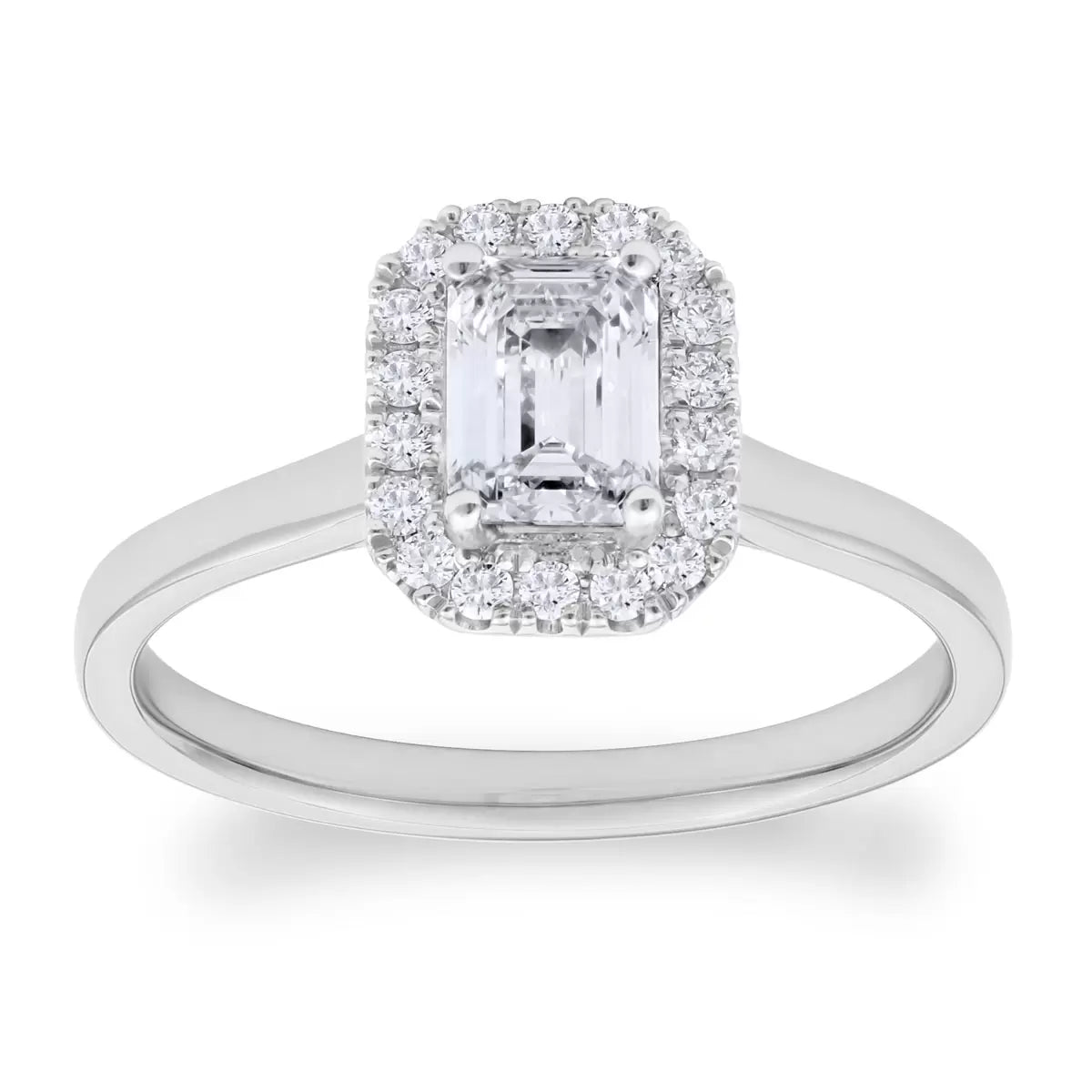 0.76ctw Emerald & Round Brilliant Cut Diamond Ring, Platinum