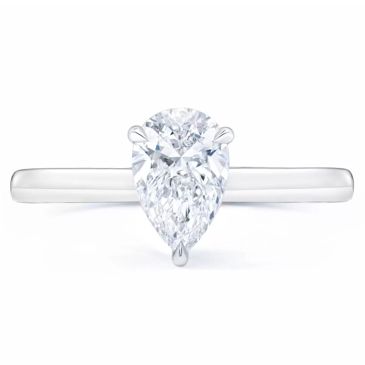 1.00ct Pear Cut Diamond Ring, Platinum