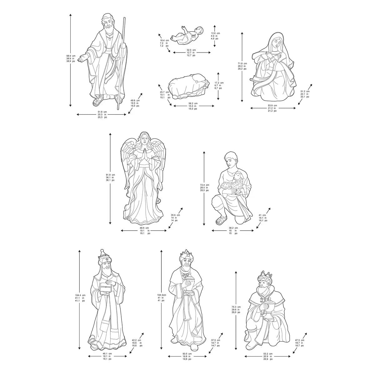 3ft (104cm) Outdoor 9 Piece Nativity Set, view 2