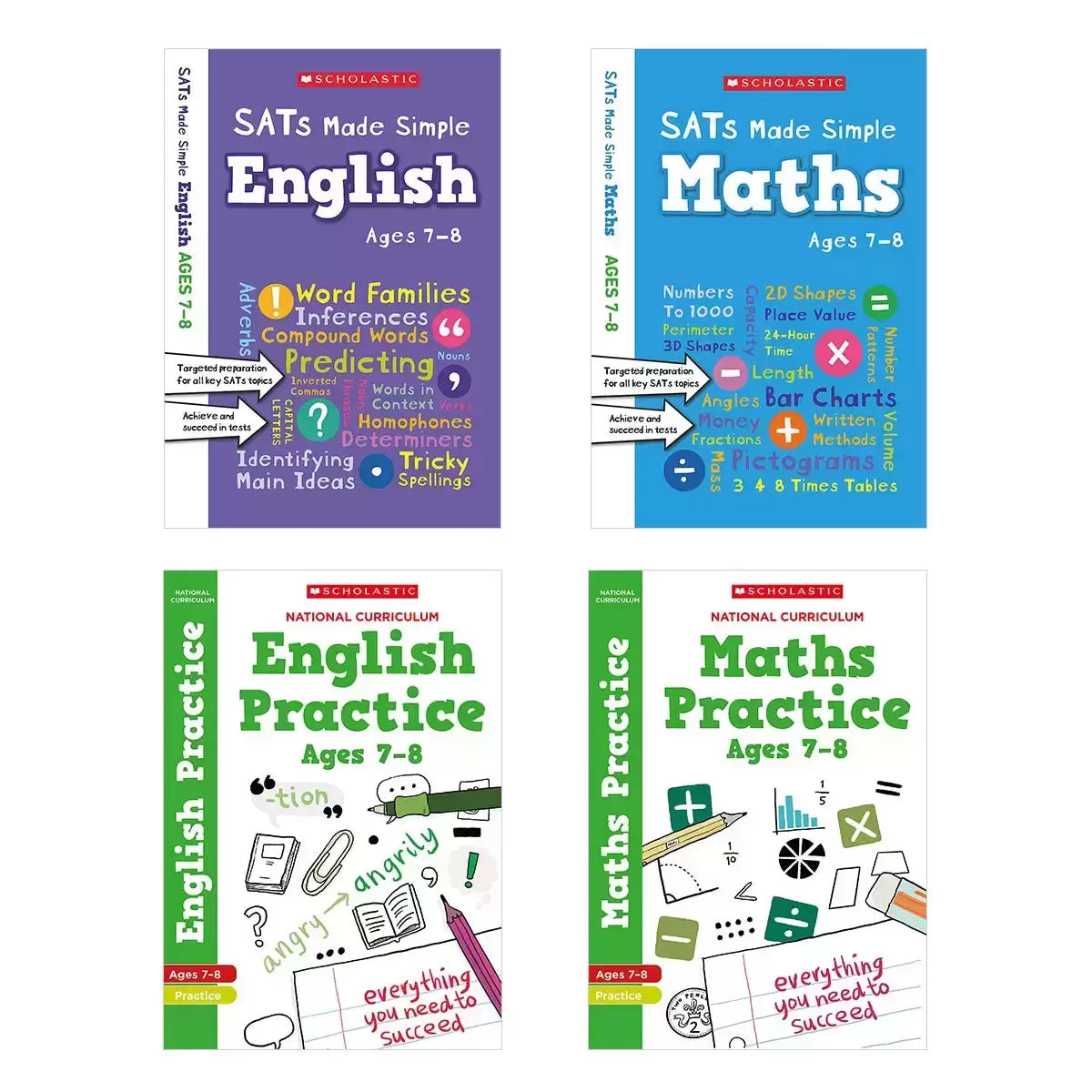 Scholastic SATs Practice & Revision 4-Book Pack in 5 Options