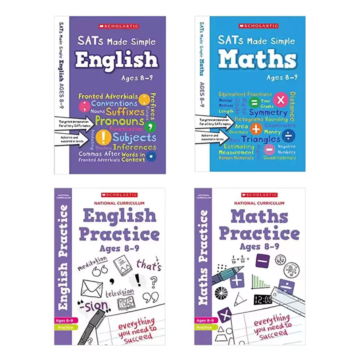 Scholastic SATs Practice & Revision 4 Book Pack, KS2 Year 4 Ages 8-9