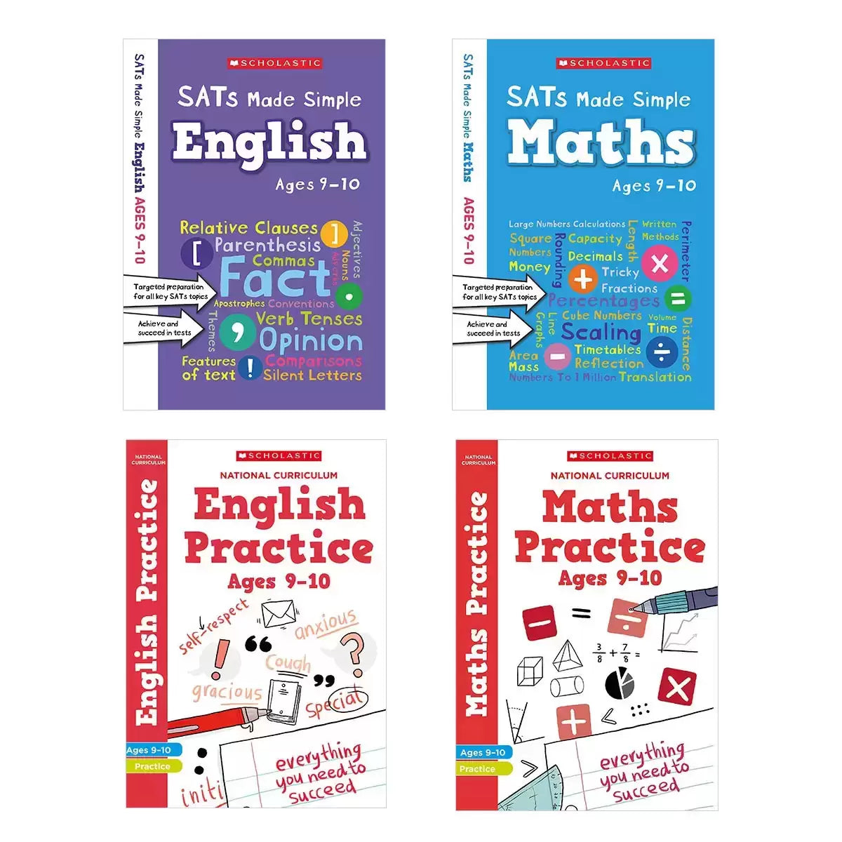Scholastic SATs Practice & Revision 4 Book Pack, KS2 Year 5 Ages 9-10
