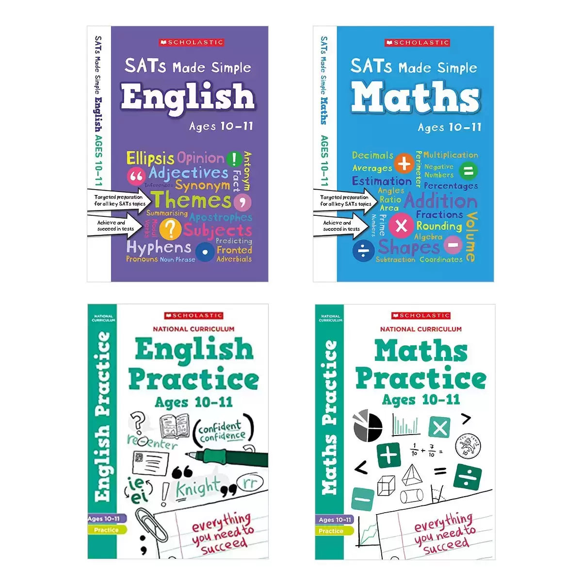 Scholastic SATs Practice & Revision 4-Book Pack in 5 Options