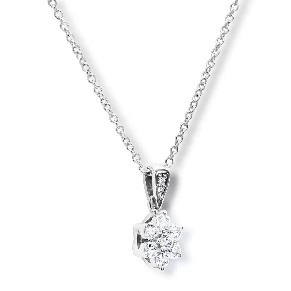 0.50ctw Round Brilliant Cut Diamond Daisy Pendant, 18ct White Gold
