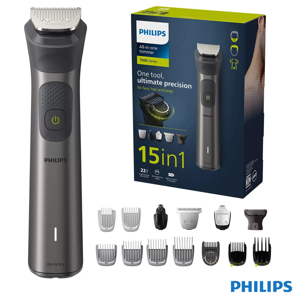 Philips Series 7000, 15-in-1 Multi Grooming Trimmer for Beard, Head and Body