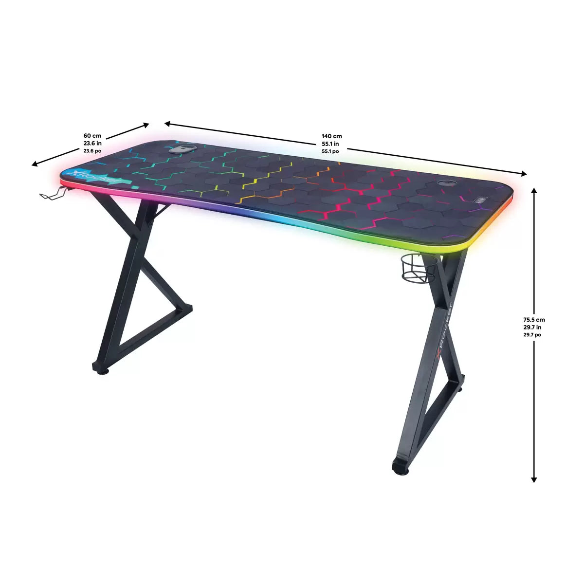 X Rocker Pulsar Max RGB Gaming Desk with LED Lights