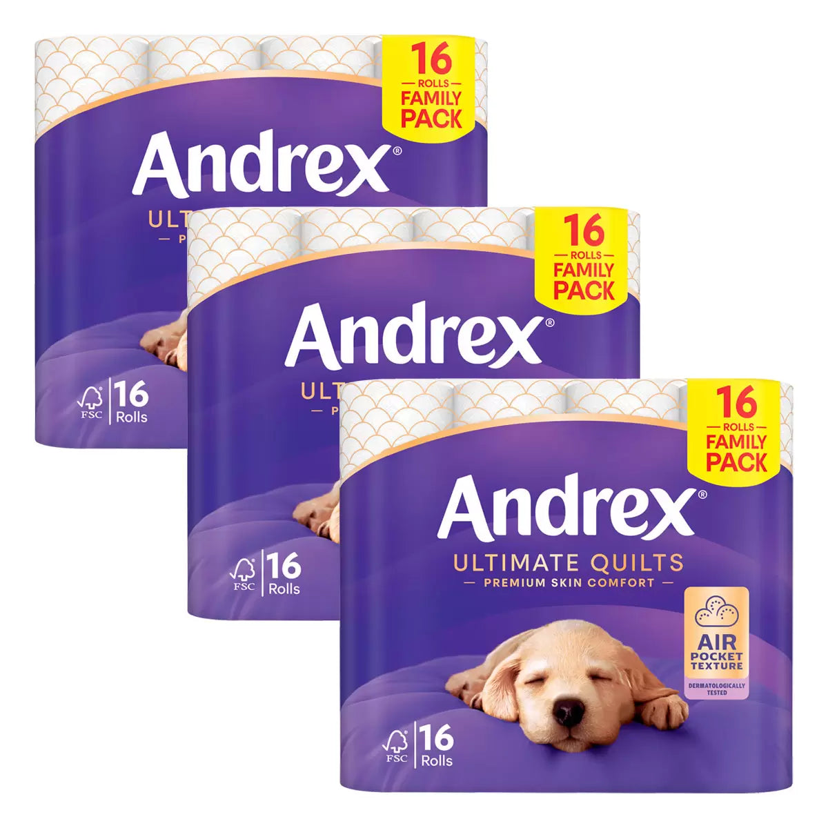 Andrex® Supreme Quilts 3-Ply Toilet Tissue, 6 x 16 Pack