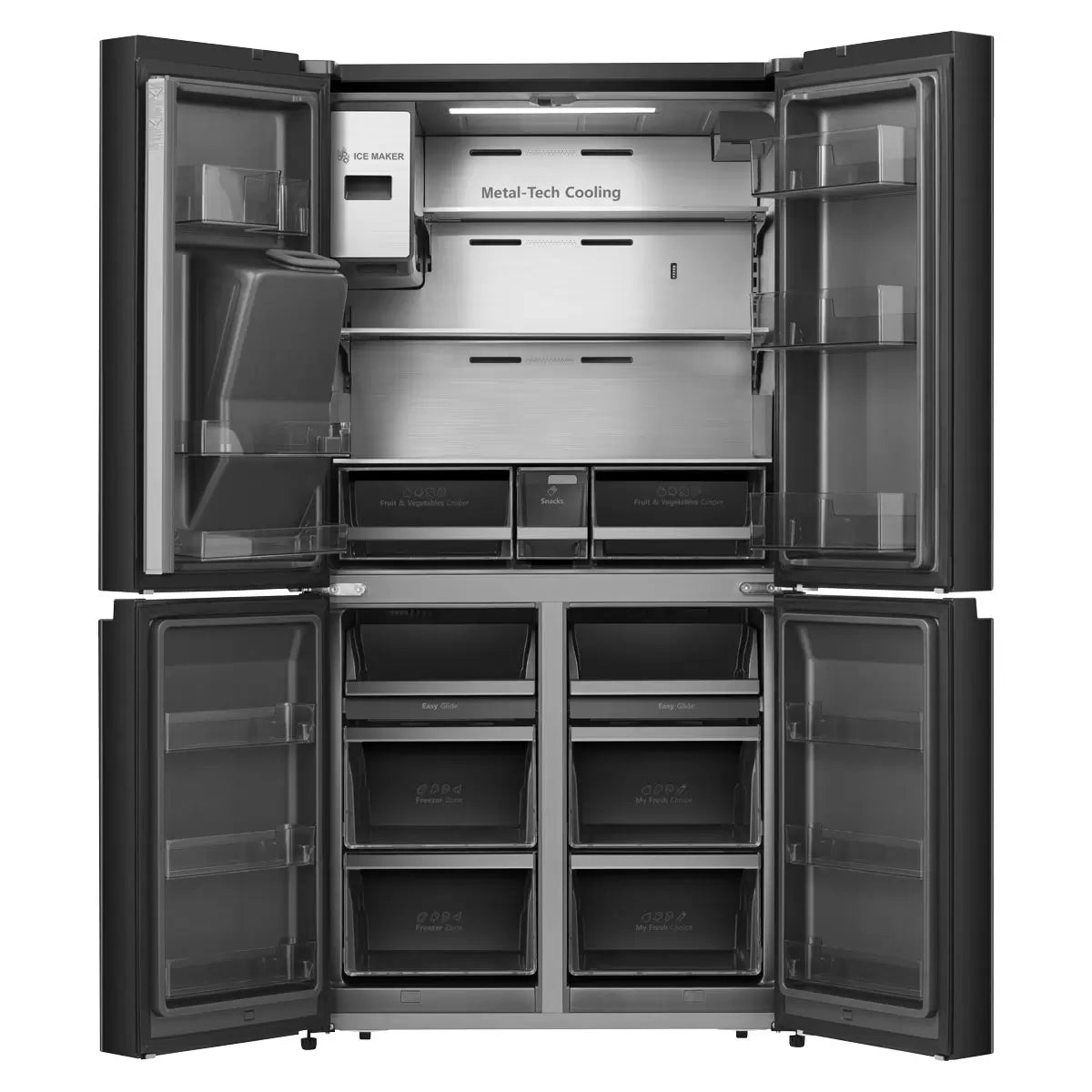 Hisense RQ760N4IFE, Multidoor Fridge Freezer E Rating in Black