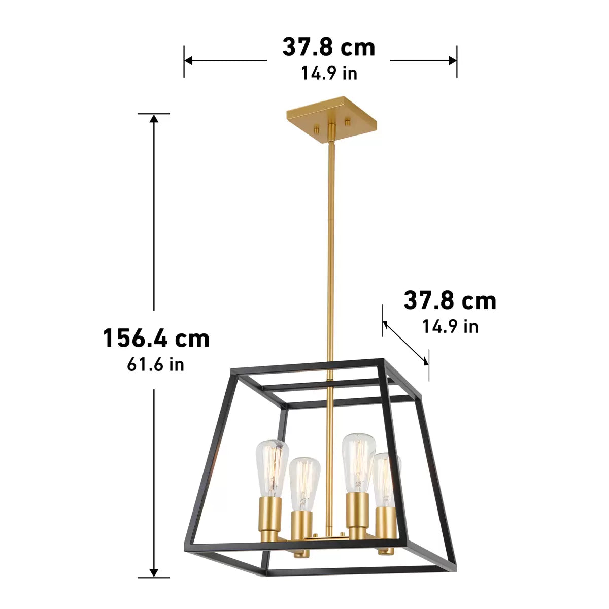 Artika Carter Square Black and Gold Chandelier Light (without bulbs)