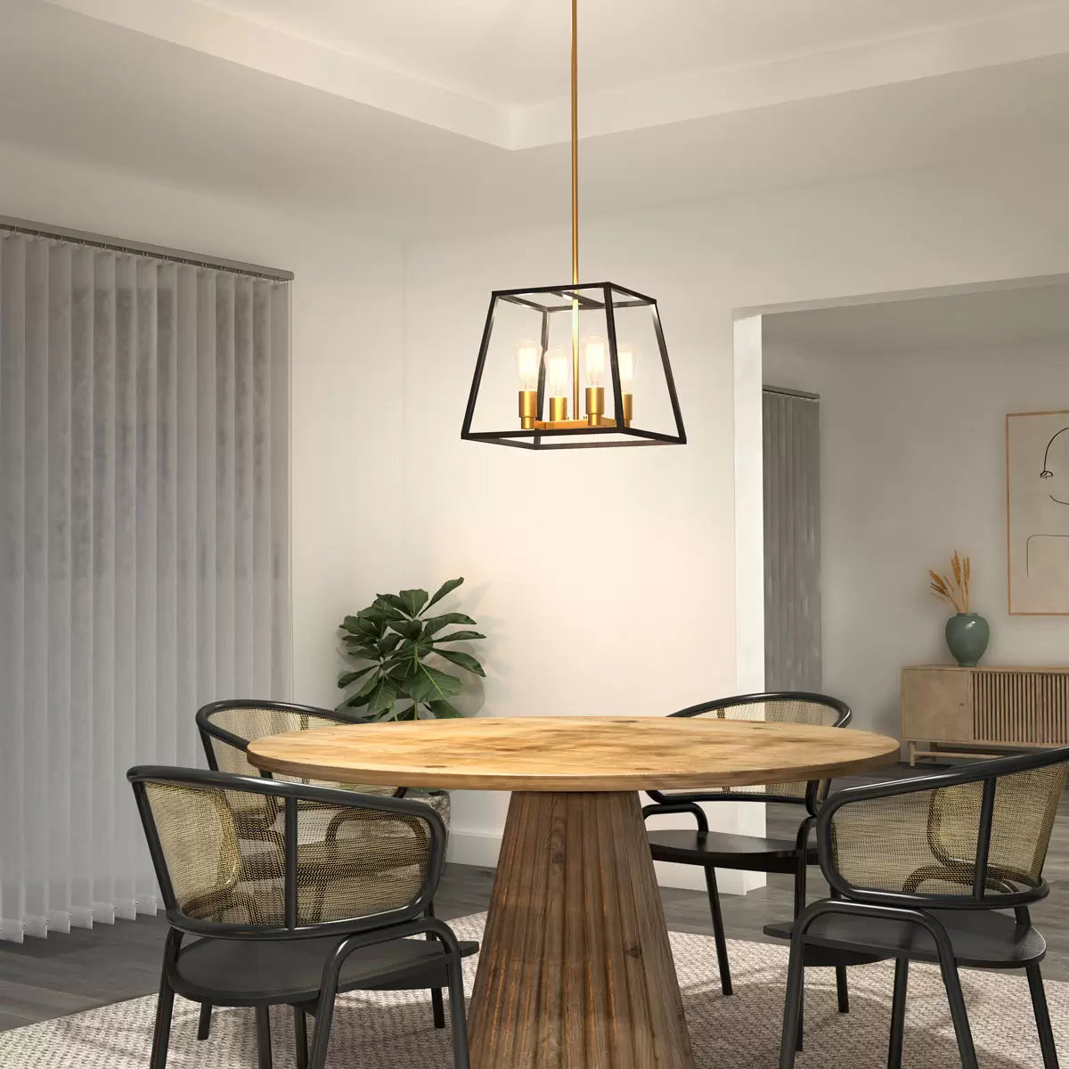 Artika Carter Square Black and Gold Chandelier Light (without bulbs)