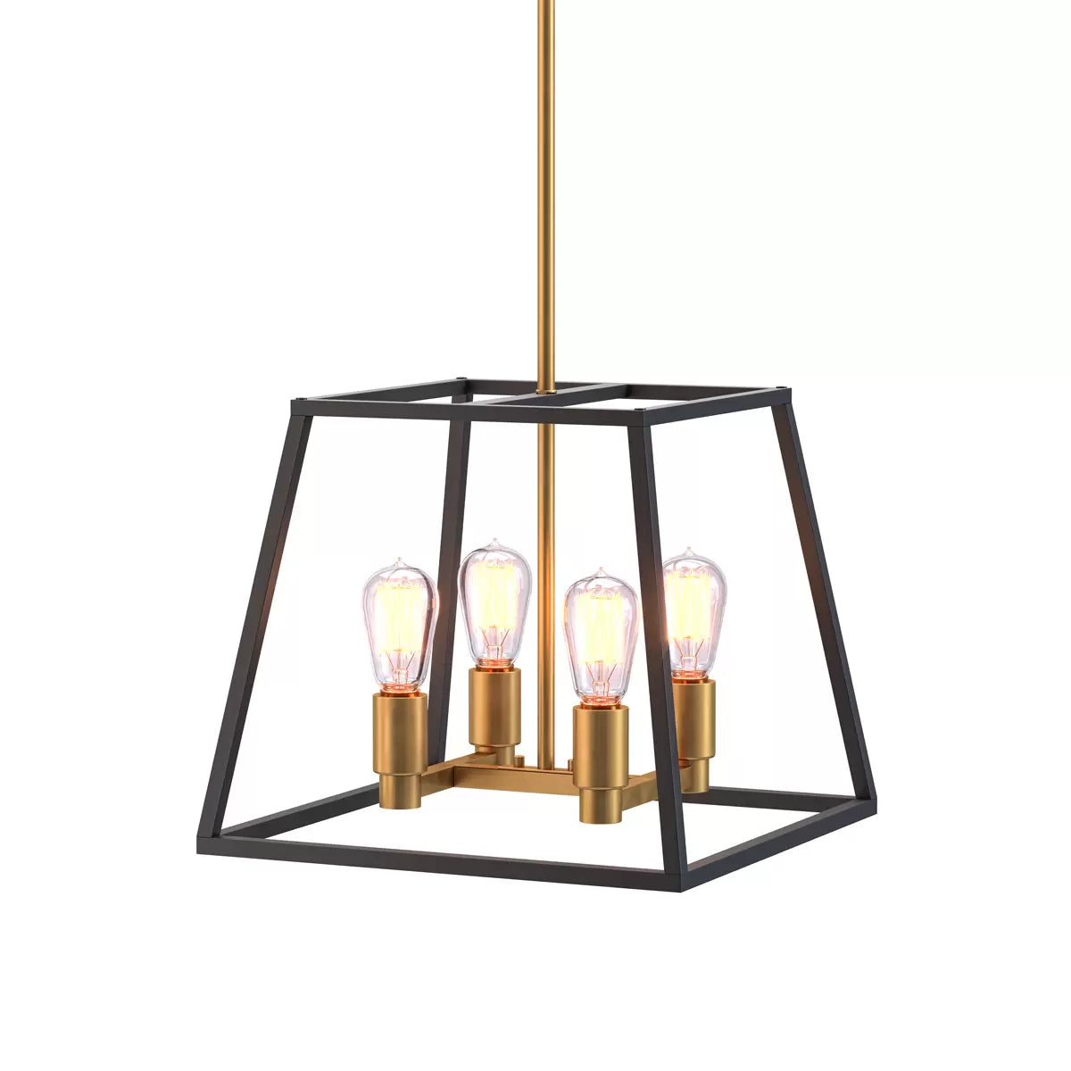 Artika Carter Square Black and Gold Chandelier Light (without bulbs)