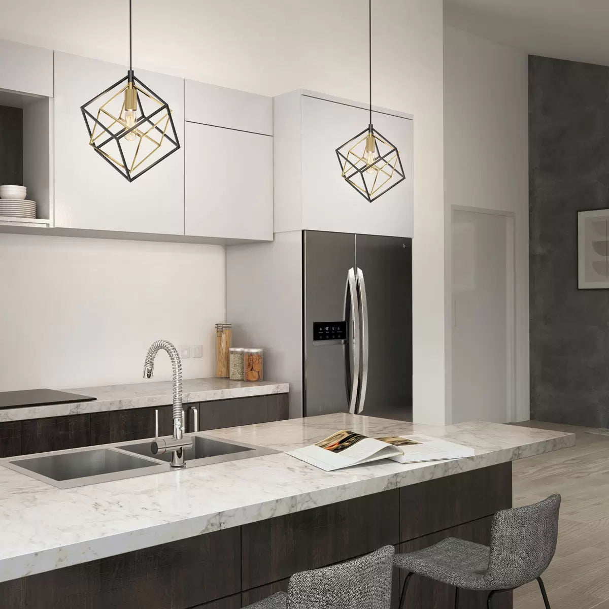 Artika Imperium 1-Pendant Light Fixture in Black & Gold