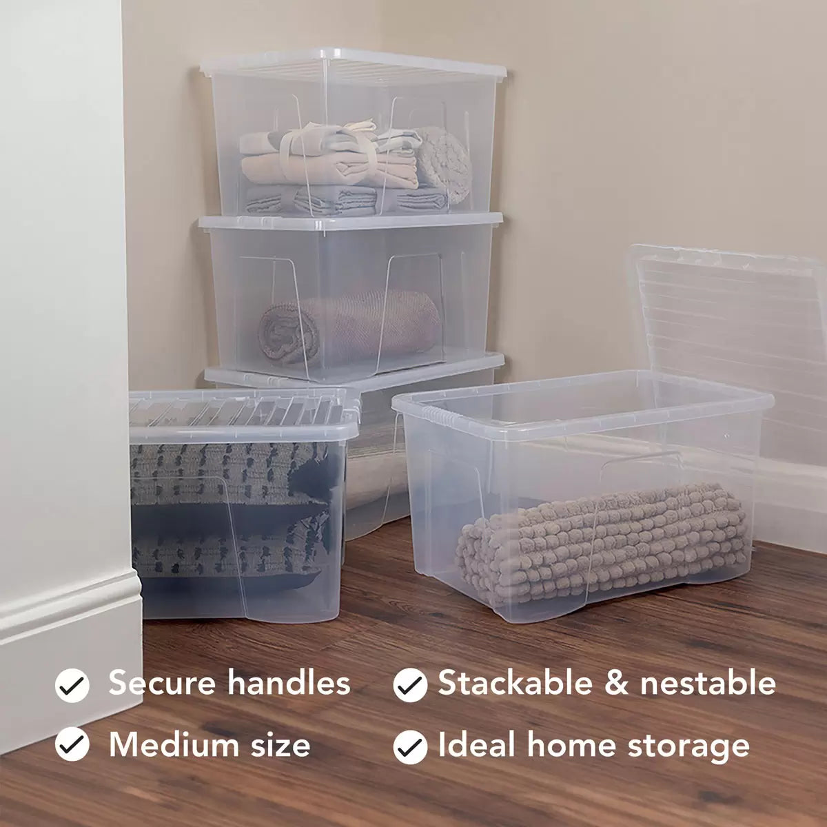 Wham 60L Crystal Clear Plastic Box and Lid