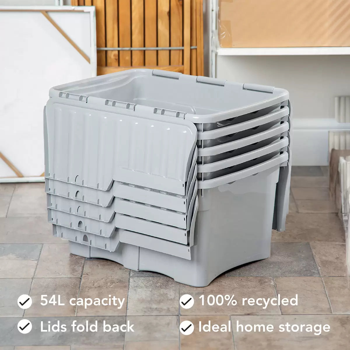 Wham 54 Litre Croc Box with Grey Lids