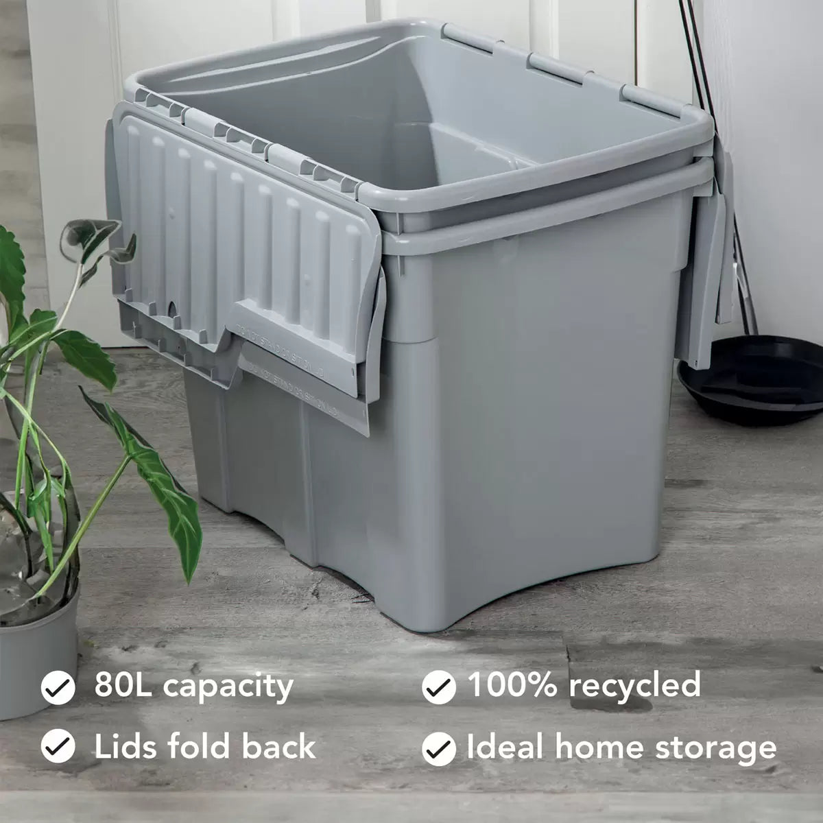 Wham 80 Litre Grey Croc Box & Lid