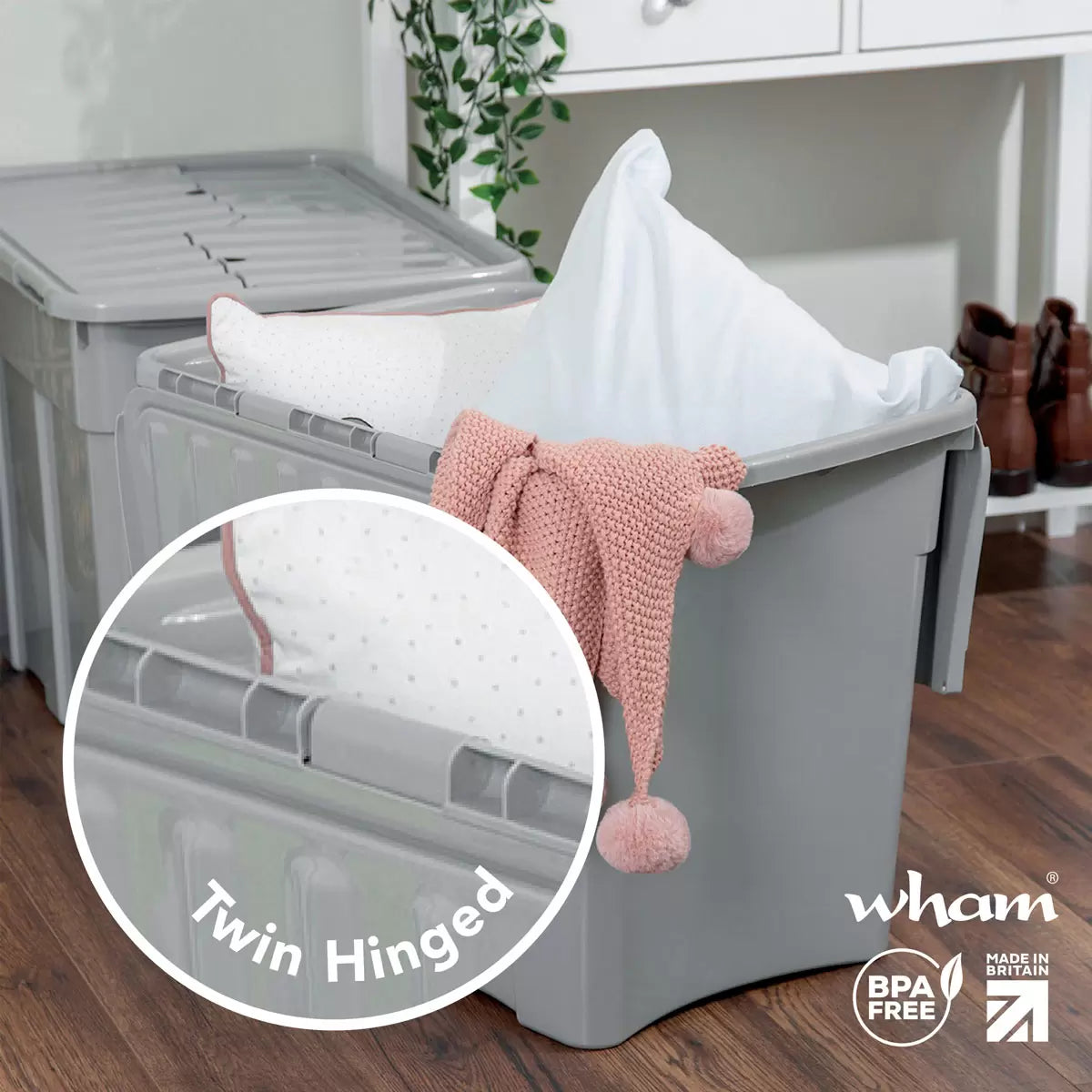 Wham 80 Litre Grey Croc Box & Lid