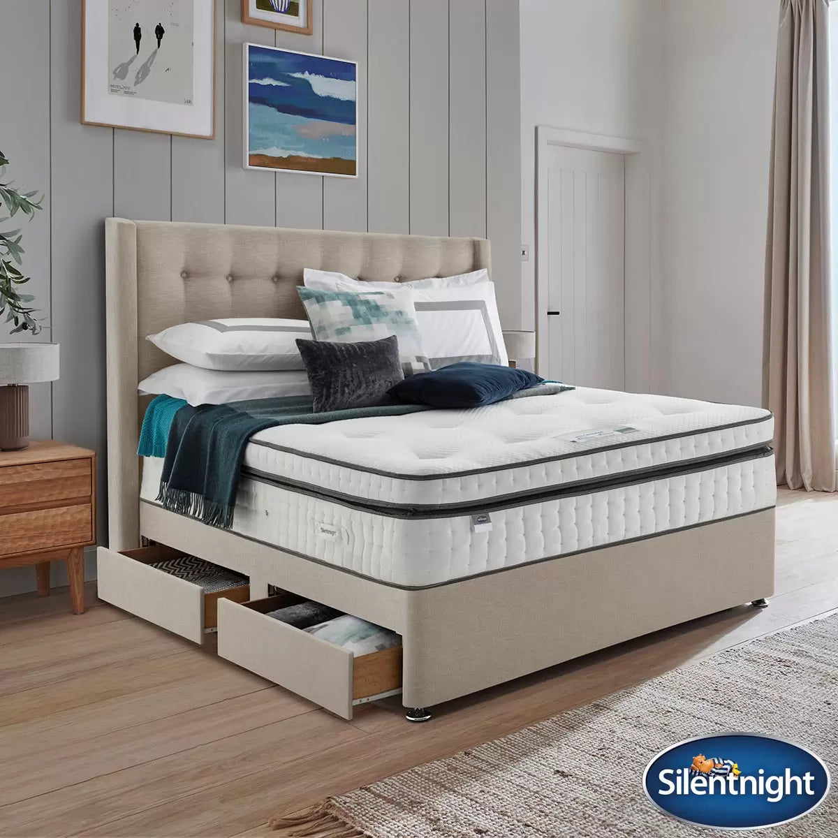 Silentnight Geltex Ultraflex 3000 Mattress & Divan in Sandstone, 2 Firmness