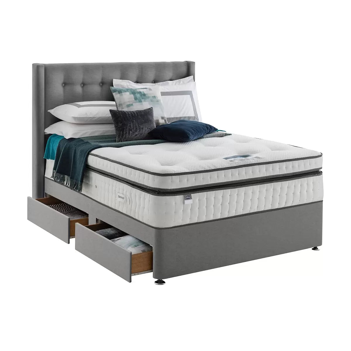 Silentnight Geltex Ultraflex 3000 Mattress & Divan in Slate Grey, 2 Firmness