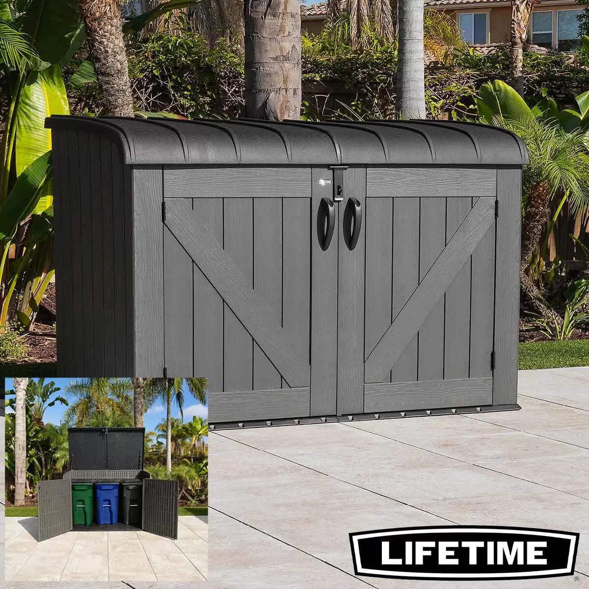 Lifetime 6ft 2" x 3ft 4" (1.9 x 1m) Horizontal 2, 190 Litre Storage Shed in Grey