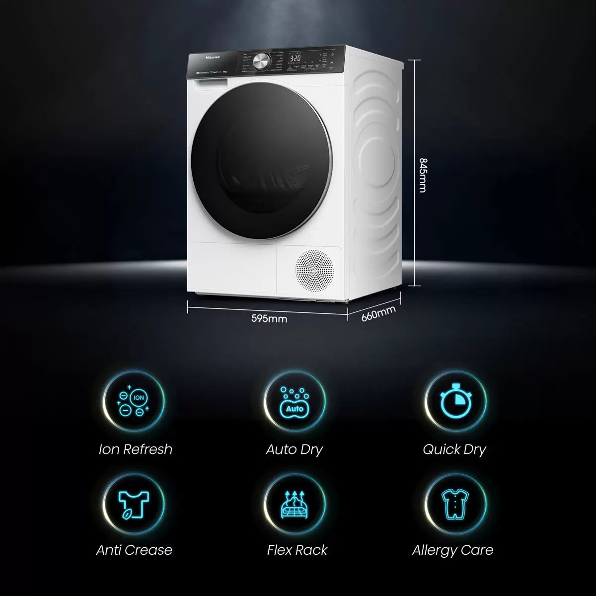 Hisense DH5S102BW, 10kg Heat Pump Tumble Dryer A+++ Rating in White