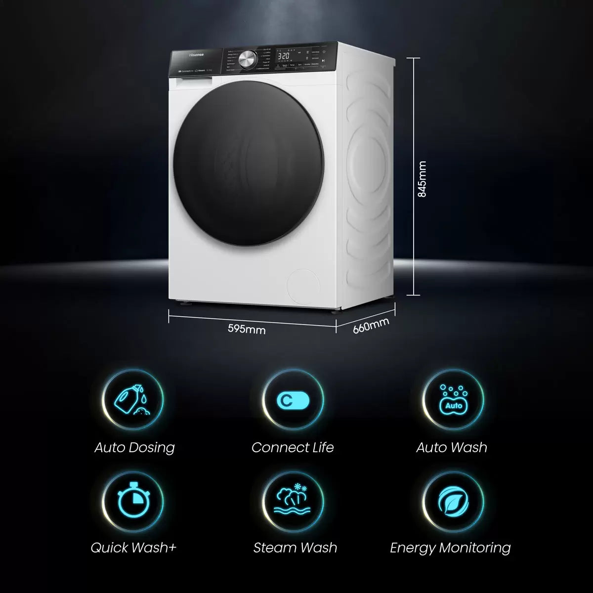 Hisense WF5S1045BW, 10.5kg, 1400rpm, Washing Machine A Rated in White