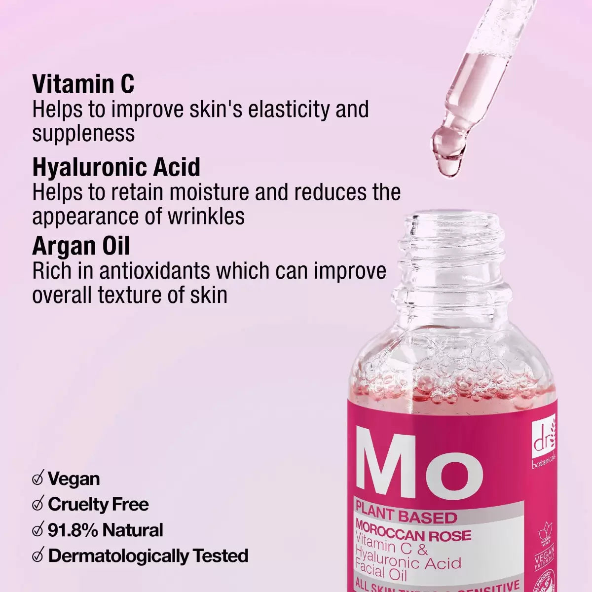 Dr Botanicals Moroccan Rose Superfood Facial Oil, 2 x 30ml