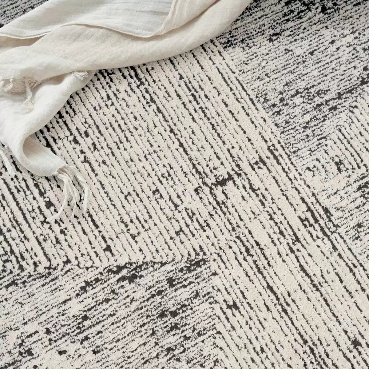 Calvin Klein CK024 Irradiant Cream & Black Rug, in 2 Sizes