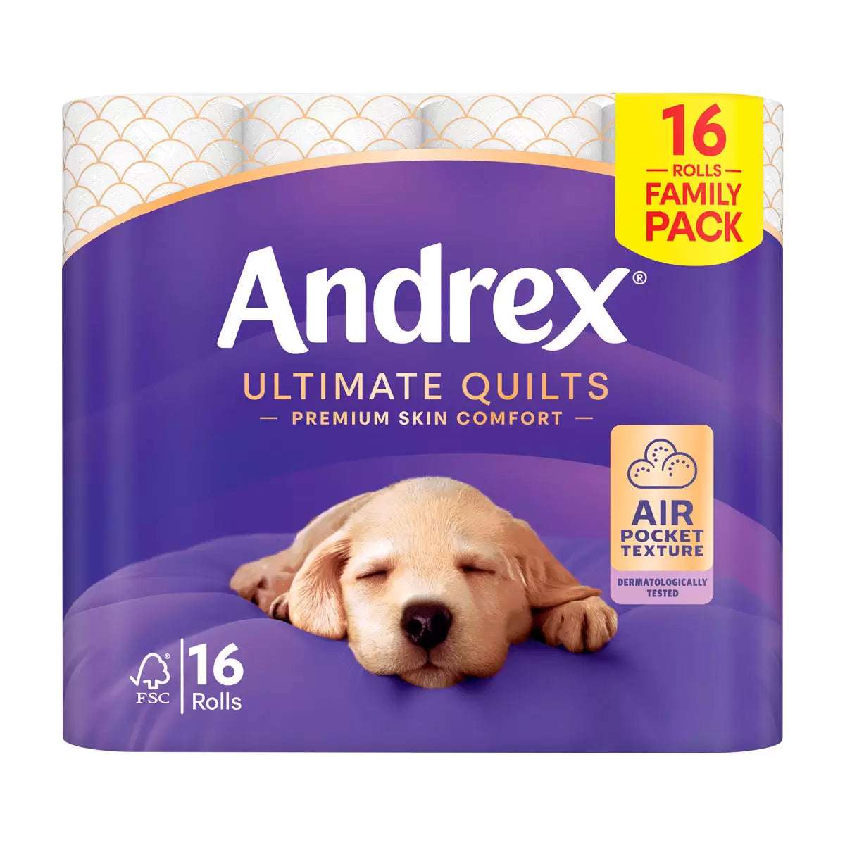 Andrex Ultimate Quilts Toilet Tissue 3 Ply 3 x 16 x 24 Units Standard Roll Packs